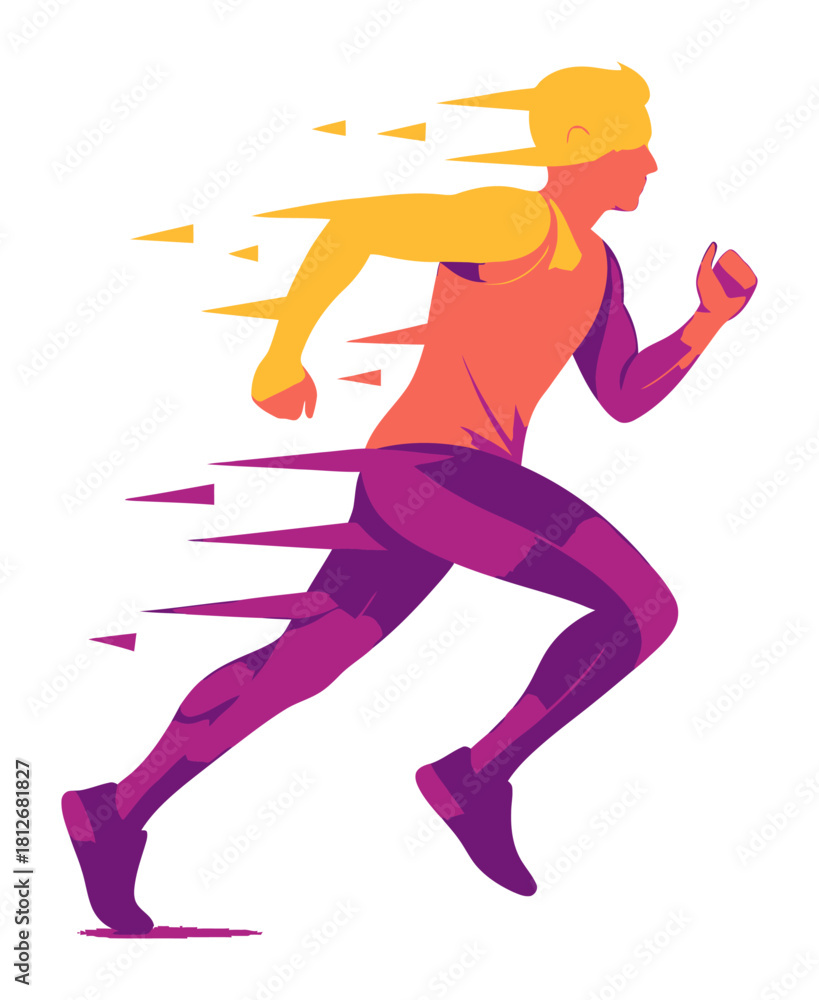 Fototapeta premium Vibrant Gradient Jogging Vector Illustration - Modern Fitness Activity Icon