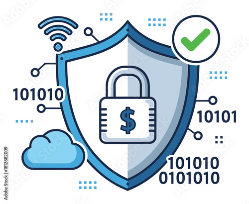 Online Banking Security Vector Icon - Digital Finance Protection Shield