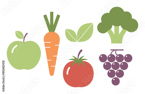 Healthy Food Nutrition Minimalist Flat Vector Illustration White Background