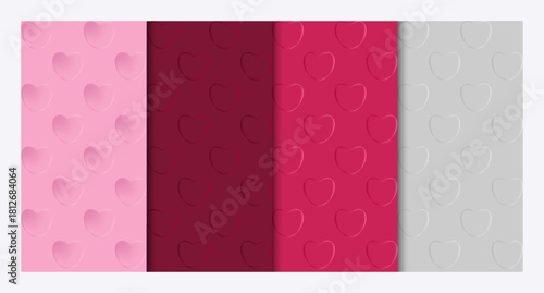 A beautiful set of 4 Valentine's Day patterns with 3D hearts