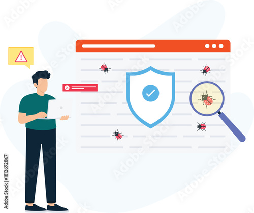 software testing, cybersecurity analysis, bug fixing, virus scan, data protection, quality assurance, web development, error detection, malware protection, system check