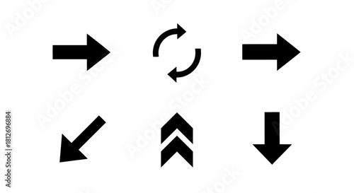 Collection of diverse arrow icons representing direction, rotation, and movement on a clean background.