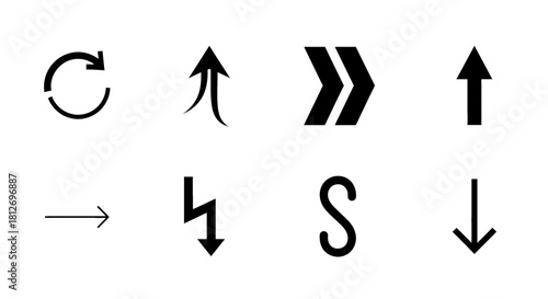 Collection of diverse directional arrows symbolizing movement and choice