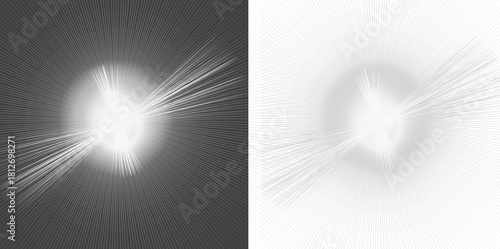 Brilliant light burst graphic with dynamic radiating lines, perfect for modern designs, energy concepts, technological innovation, and futuristic backgrounds