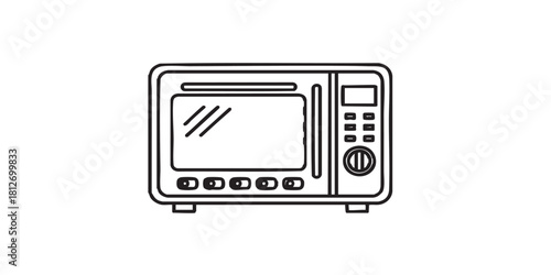 Oven with window and toggle switches line icon, cooking concept. Vector graphics. Microwave oven sign on white background, style icon mobile or web design