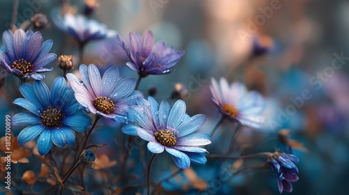 Vibrant Purple and Blue Flowers Blooming in a Garden During Early Springtime