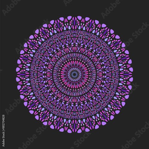 Round geometrical abstract colorful petal ornament mandala