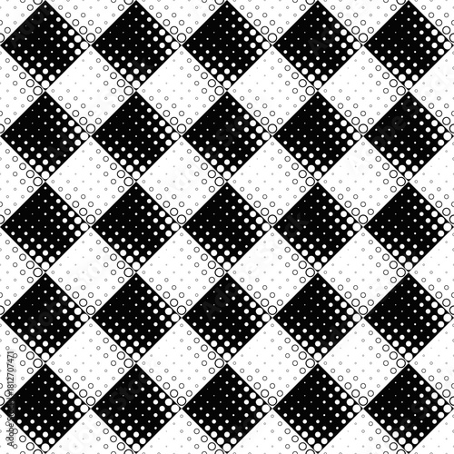 Black white seamless geometrical circle pattern background - monochrome abstract vector graphic design from dots and circles