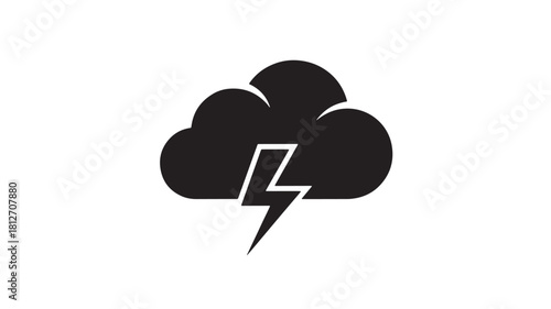 Thunderstorm icon simple flat vector design element isolated on white background for weather forecast and app design
