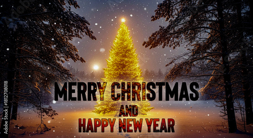 Magical Glowing Christmas Tree in Snowy Forest – Cinematic Winter Scene