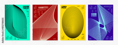 Modern flow motion line abstract cover, poster, banner set