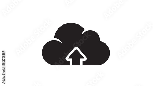 Cloud upload icon simple flat vector glyph isolated on white background for web and app design