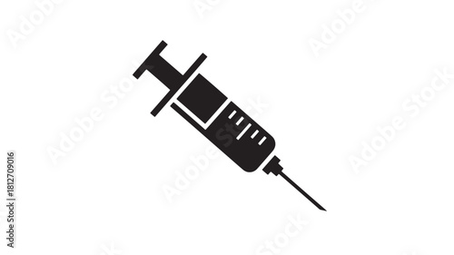 Medical syringe icon simple flat vector glyph for healthcare and vaccination campaigns isolated on white background