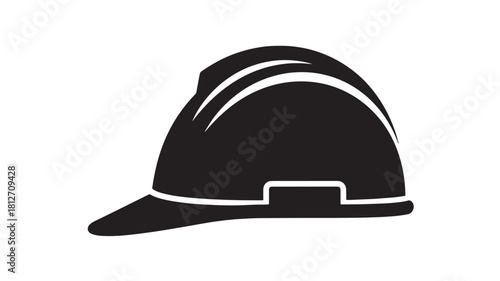 Black safety helmet icon simple flat vector illustration isolated on white background for construction and industrial use