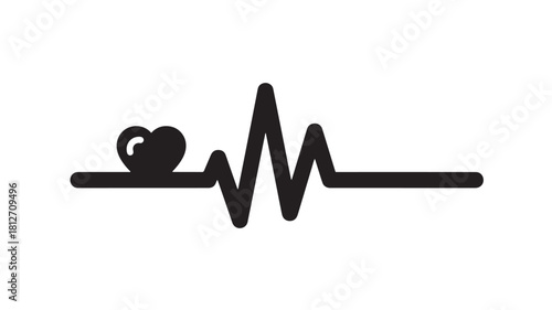Heartbeat line with heart icon flat vector illustration for medical design isolated on white background