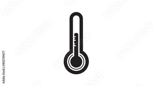 Black thermometer icon simple flat vector glyph isolated on white background for weather forecast and temperature monitoring