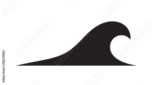 Stylized wave vector illustration simple black glyph design isolated on white background