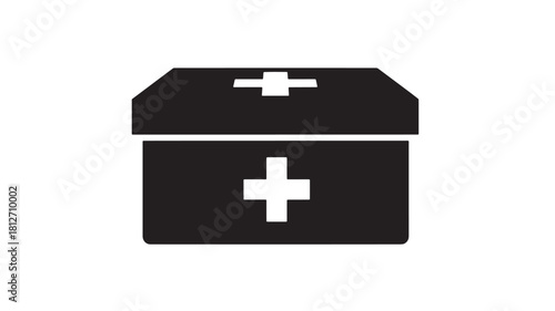 First aid kit icon simple flat vector glyph isolated on white background for medical or healthcare design
