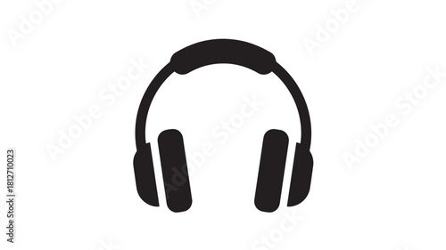 Headphones icon simple flat vector glyph isolated on white background for app and web design