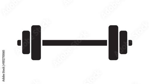 Barbell icon simple black glyph vector illustration isolated on white background for fitness and gym design