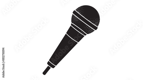 Black microphone illustration simple flat vector icon isolated on white background for music and podcasting applications