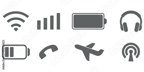 Status bar icon, Phone bar status Icons, battery Icon, wifi signal strength. Vector for mobile phone. Vector illustration