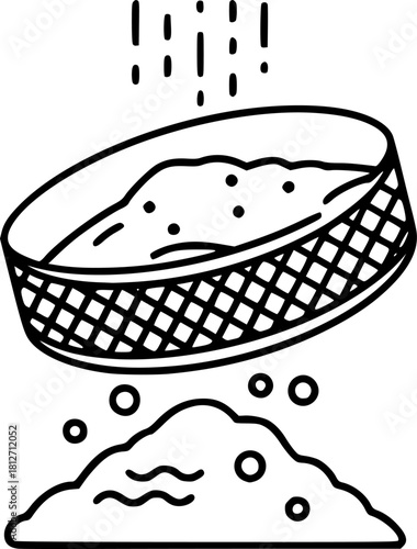 Flour of sieve vector icon.Outline vector icon isolated on white background flour of sieve.
