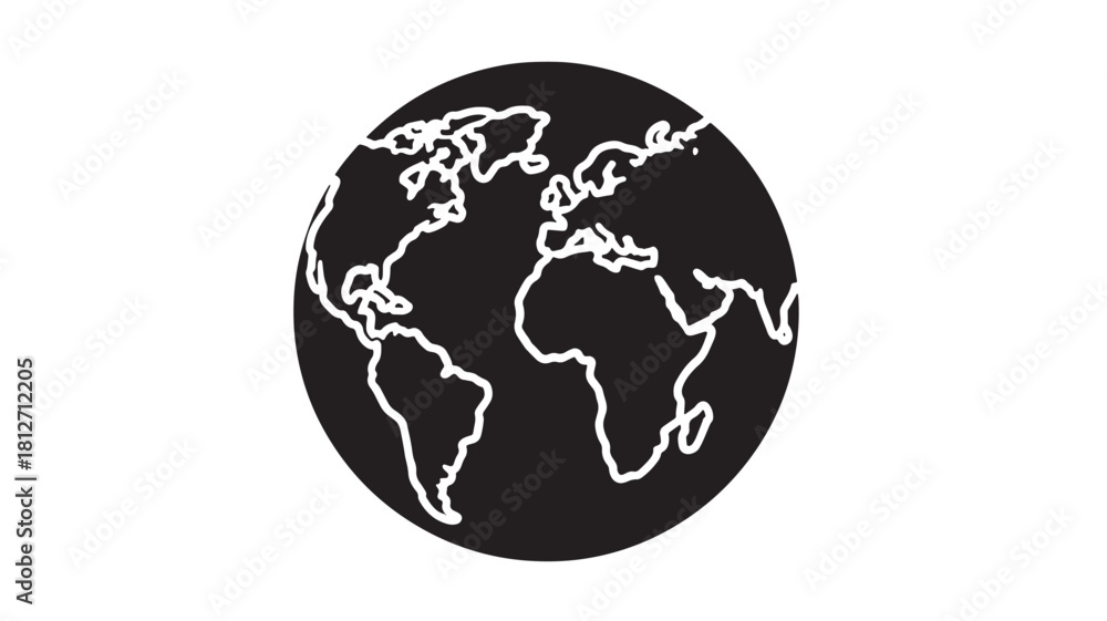 Obraz premium Globe icon simple flat vector illustration of world map isolated on white background