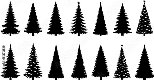 various christmas tree silhouette
