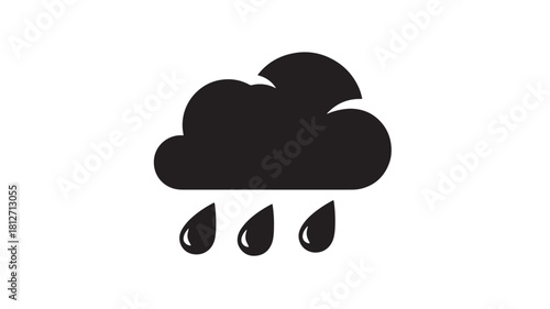 Rainy cloud icon simple flat vector glyph isolated weather symbol for forecast and app design