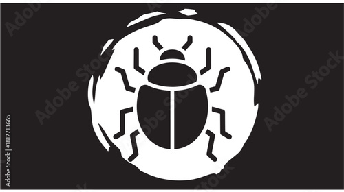 Beetle icon in a circle simple vector glyph illustration isolated on black background for pest control or nature concepts