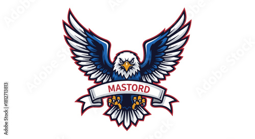 Eagle Mascot Logo with Banner Vector Illustration of a Majestic Bird of Prey, Ideal for Sports and Team Branding