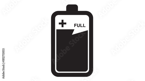 Full battery icon simple flat vector glyph isolated on white background for app and web design