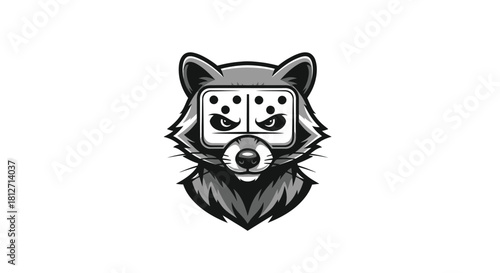 Cool Raccoon with Domino Eye Mask Vector Illustration