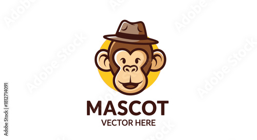 Monkey mascot wearing a hat vector graphic