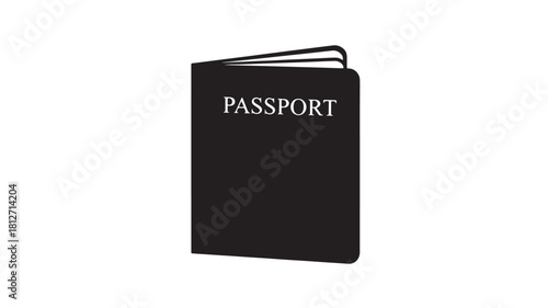 Passport vector illustration simple black cover isolated on white background for travel and identification