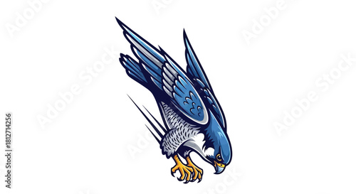 Majestic Falcon Swooping Downwards with Detailed Feather and Sharp Talon Design