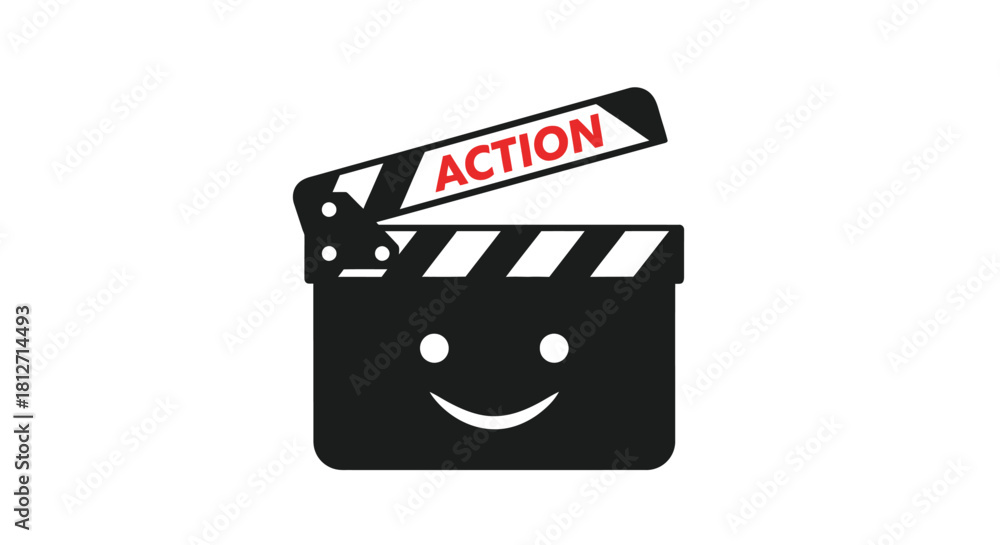 Fototapeta premium Action Ready Movie Clapboard with a Cheerful Expression for Creative Film Projects