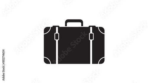 Black and white suitcase icon simple flat vector illustration for travel and business isolated on white background