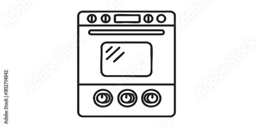 Oven with window and toggle switches line icon, cooking concept. Vector graphics. Microwave oven sign on white background, style icon mobile or web design
