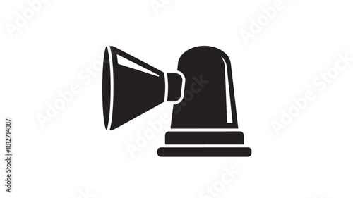 Emergency siren icon black glyph vector illustration isolated on white background for security and alert concepts