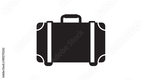 Black suitcase icon simple flat vector design isolated on white background for travel and tourism concepts