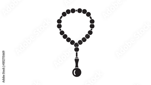 Black rosary beads icon simple flat vector illustration isolated on white background