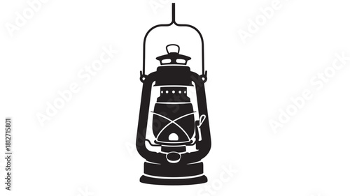 Vintage kerosene lantern icon simple black and white vector illustration isolated on white background