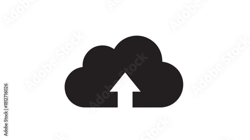 Cloud upload icon simple flat vector glyph design element for cloud computing and data transfer isolated on white background