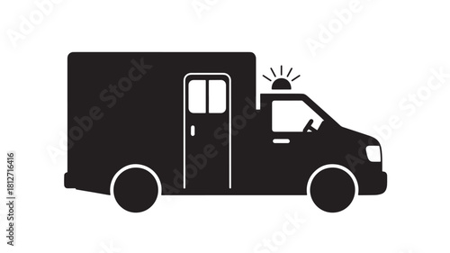 Ambulance icon emergency vehicle in simple flat vector design isolated on white background