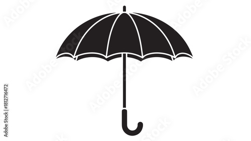 Black umbrella icon simple flat vector glyph isolated on white background for weather forecast and protection concepts