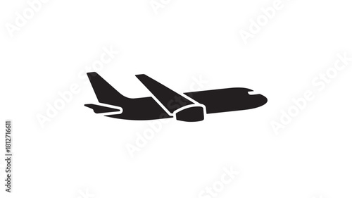 Airplane icon simple flat vector glyph isolated on white background for travel and transportation design