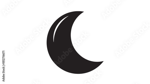 Crescent moon icon simple flat vector glyph isolated on white background for weather forecast and night concept