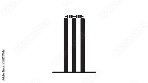 Cricket wicket icon minimalist black glyph vector isolated on white background for sport design elements